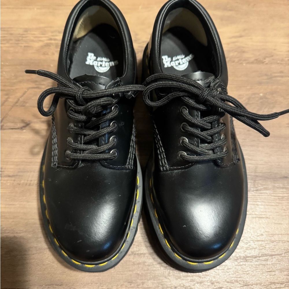 Dr. Martens 8053 Quad Black Shoes with Yellow Stitching